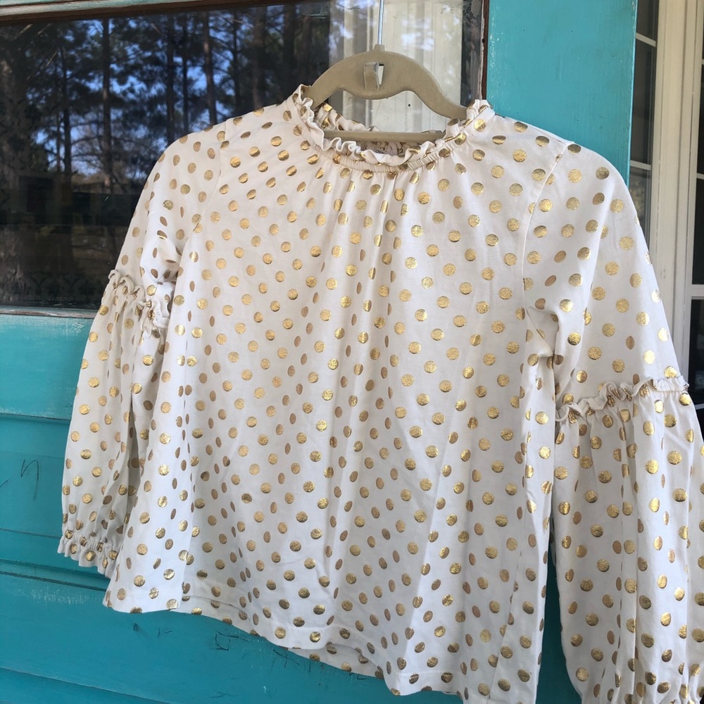 Gold foil polka dot Crewcuts top